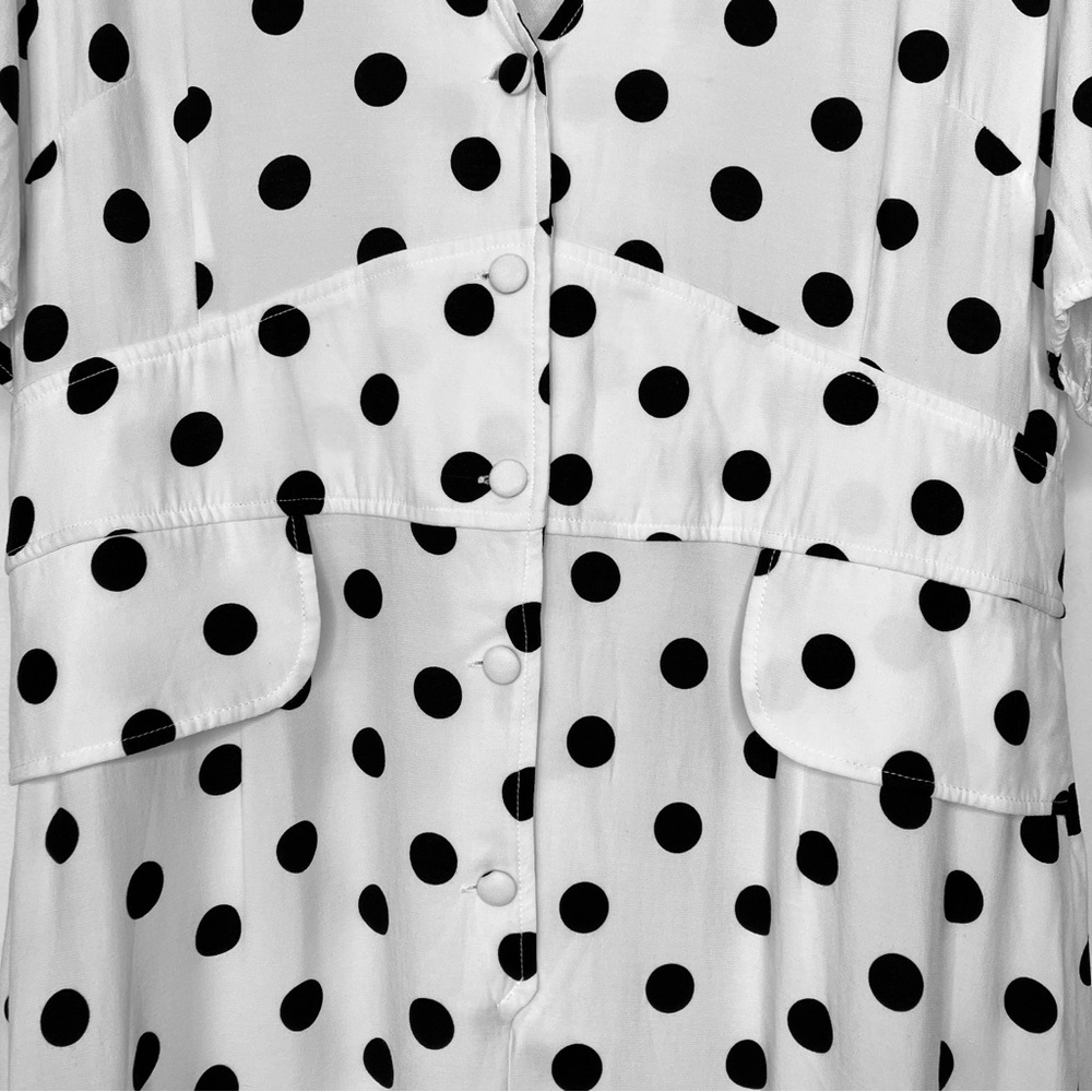 RIXO London Laura Button Down Mini Dress in Black & White Polka Dot XL - Picture 8 of 12